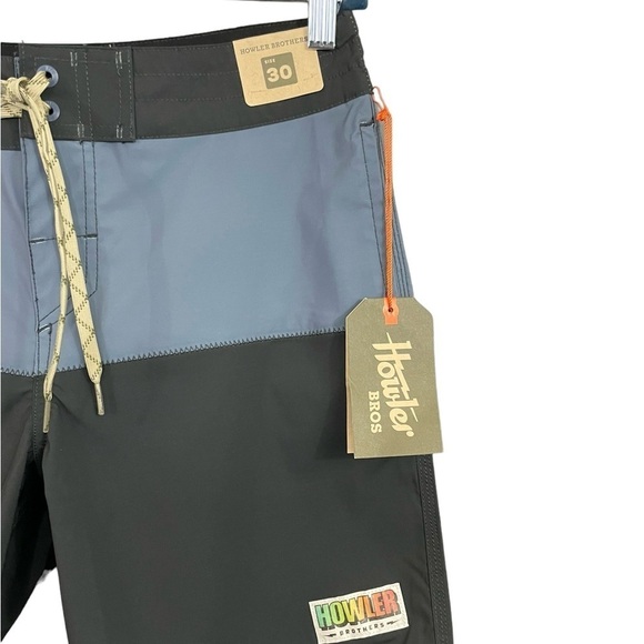 Howler Brothers Buchannon Boardshorts HB Chargers Antique Black/Blue Mirage NWT - Picture 7 of 12